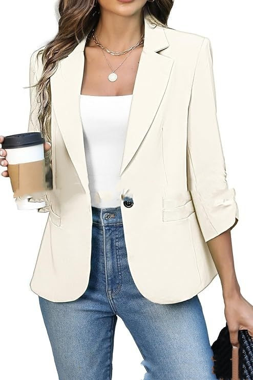 Solid Color Lightweight Slim Suit Jacket