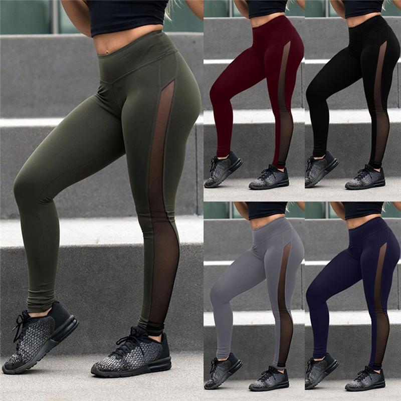 European And American Style Women Yoga Mesh Stitching Leggings