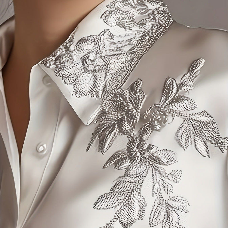 European And American Quality Embroidery Top Shirt Loose