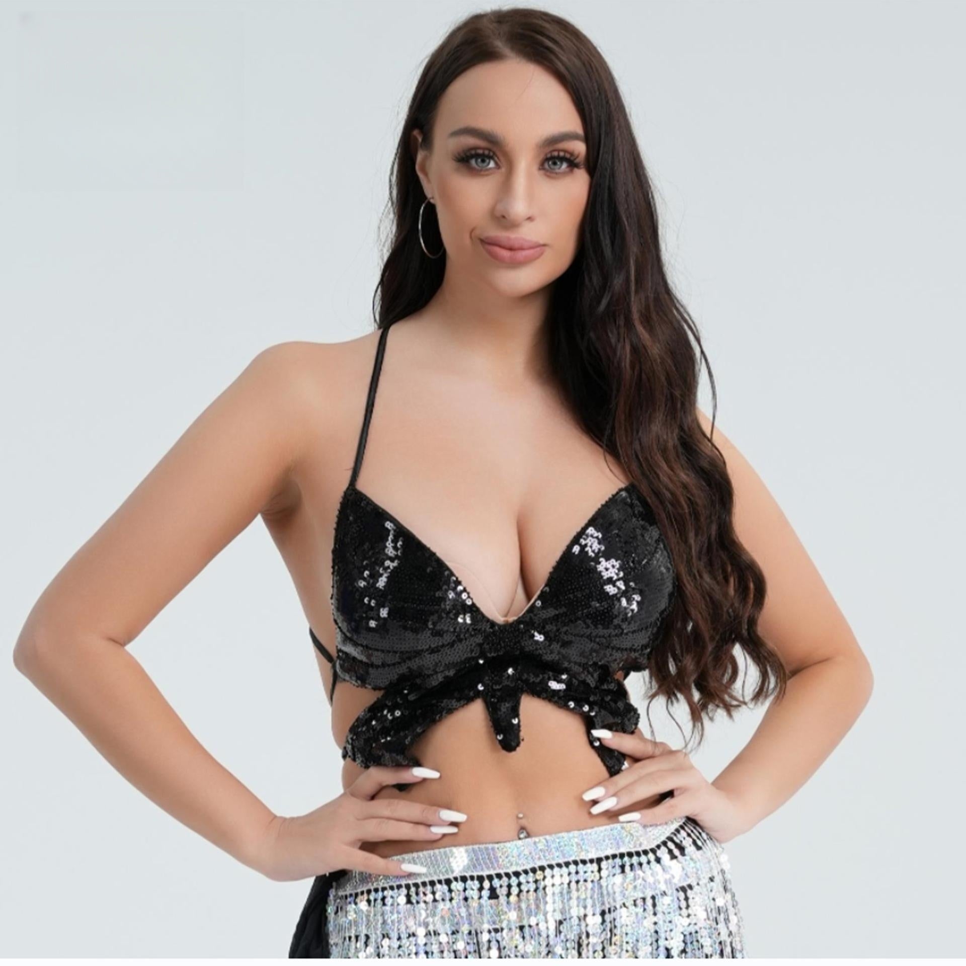 Sequined Top Butterfly Bra
