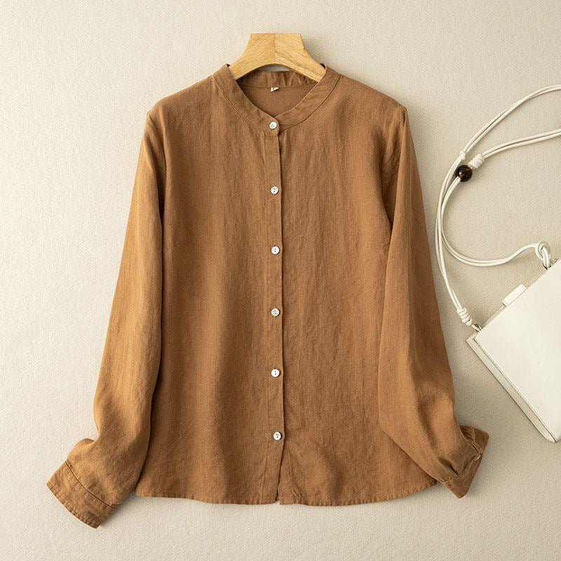 Retro Loose Cotton-linen Shirt Women