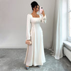Advanced Solid Color Long Sleeve Dress Women's Clothing
