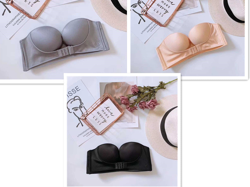 Anti-Glare One-Piece Bra Gathered Up Strapless Bra